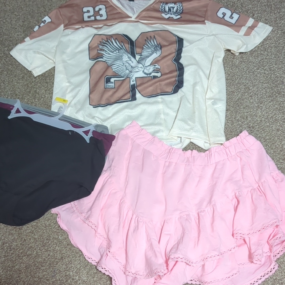 Pink Ruffle Skirt Combo Set